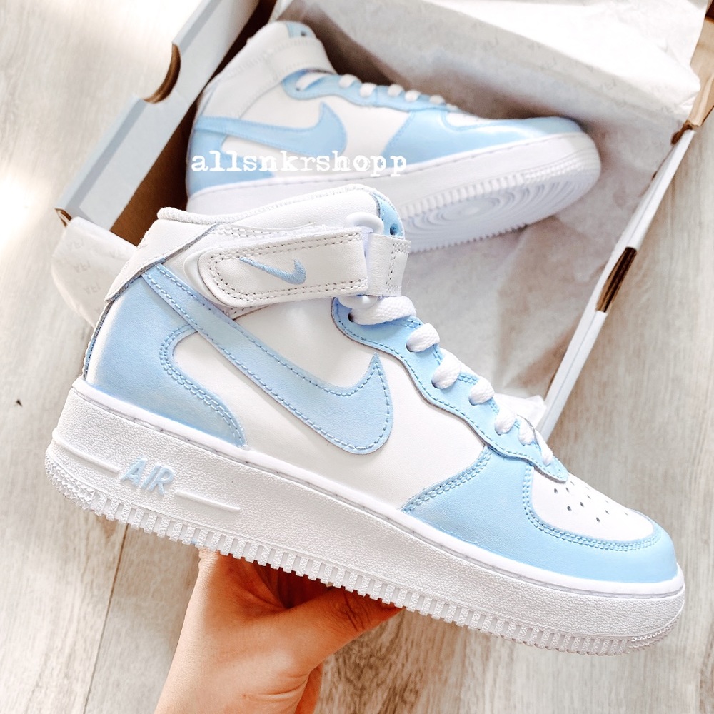 Nike air force 1 mid custom baby blue